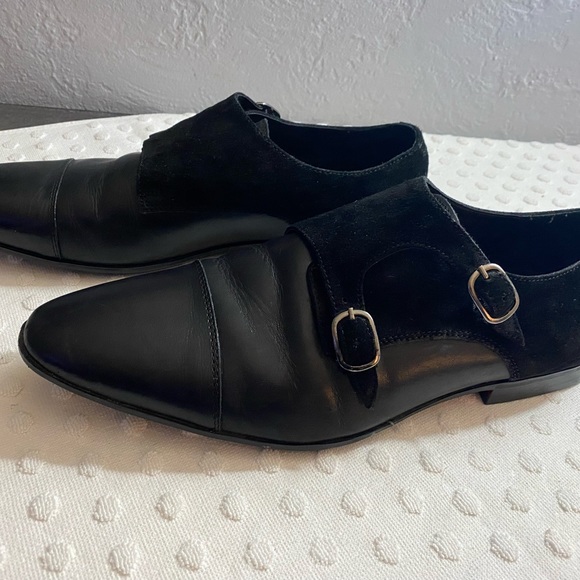 ASOS DESIGN monk shoes in black with suede leather emboss panel - Picture 13 of 15